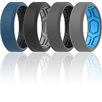 Thunderfit Men Breathable Air Grooves Silicone Wedding Ring Wedding Bands 4 Rings 14515 2382Mm