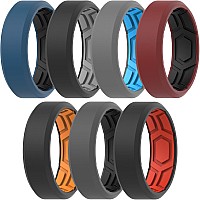 Thunderfit Men Breathable Air Grooves Silicone Wedding Ring Wedding Bands 7 Rings 9510 198Mm