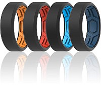 Thunderfit Men Breathable Air Grooves Silicone Wedding Ring Wedding Bands 4 Rings 11512 213Mm