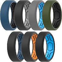 Thunderfit Men Breathable Air Grooves Silicone Wedding Ring Wedding Bands 7 Rings 14515 2382Mm