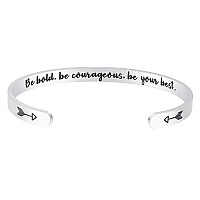 Fesciory Inspirational Bracelets For Womenstainless Steel Engraved Personalized Positive Mantra Quote Keep Going Cuff Bangle Co