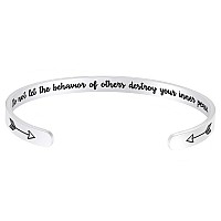 Fesciory Inspirational Bracelets For Womenstainless Steel Engraved Personalized Positive Mantra Quote Keep Going Cuff Bangle Co