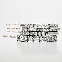 Bodream 15Mm Round Cubic Zirconia Cz Eternity Rings Wedding Band Sterling Silver Size 7