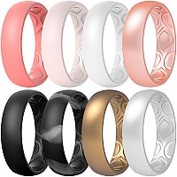 Thunderfit Women Breathable Air Grooves Silicone Wedding Ring Wedding Bands Promise Rings 55Mm 8 Rings 9510 198Mm