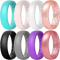 Thunderfit Women Breathable Air Grooves Silicone Wedding Ring Wedding Bands Promise Rings 55Mm 8 Rings 657 173Mm