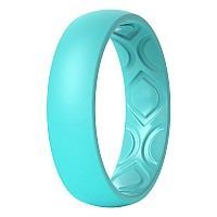 Thunderfit Women Breathable Air Grooves Silicone Wedding Ring Wedding Bands Promise Rings 55Mm 1 Ring Teal 556 165Mm