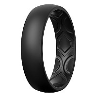 Thunderfit Women Breathable Air Grooves Silicone Wedding Ring Wedding Bands Promise Rings 55Mm 1 Ring Black 455 157Mm