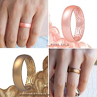 Thunderfit Women Breathable Air Grooves Silicone Wedding Ring Wedding Bands Promise Rings 55Mm 4 Rings Bronze Teal White