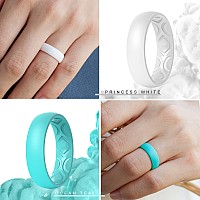 Thunderfit Women Breathable Air Grooves Silicone Wedding Ring Wedding Bands Promise Rings 55Mm 4 Rings Bronze Teal White