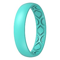 Thunderfit Women Breathable Air Grooves Silicone Wedding Ring Wedding Bands Anniversary Rings 4Mm Width 15Mm Thick Teal 1