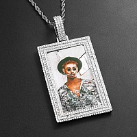 Yimeraire Picture Necklace Personalized Custom Photo Necklace Hip Hop Picture Pendant For Men Women Rectangle Photo Memory Penda