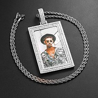 Yimeraire Picture Necklace Personalized Custom Photo Necklace Hip Hop Picture Pendant For Men Women Rectangle Photo Memory Penda