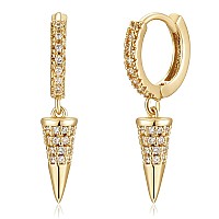 Myears Women Spike Earrings Gold Huggie Hoop Cone Diamond Cubic Zirconia Dangle Drop 14K Gold Filled Small Boho Beach Simple Del