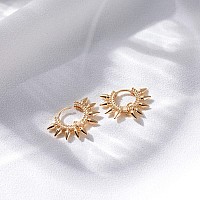 Vacrona Gold Hoop Earrings Huggie Earrings For Women 14K Gold Plated Small Spike Huggie Hoop Earrings