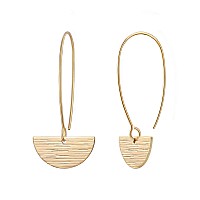 Geometric Semicircle Dangle Drop Hanging Earrings For Women 18K Gold Plated Light Weight Minimalist Statement Thin Hoop Earrings