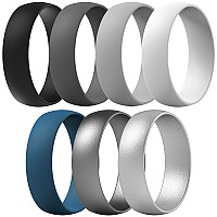 Thunderfit Silicone Wedding Rings For Men Women 63Mm Wide 165Mm Thick Silver White Dark Silver Black Dark Grey Lig