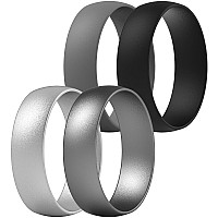 Thunderfit Silicone Rings For Men And Women 6Mm Wide 15Mm Thick Black Grey Silver Dark Silver Size 9510 2020Mm