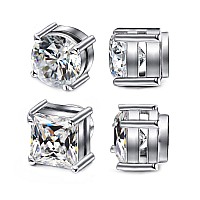 Adaier 2 Pairs Stainless Steel Magnetic Stud Earrings For Men Women Nonpiercing Cz Hypoallergenic 68Mm Se21 2 Pairs 8Mm Si