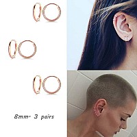 Sterling Silver Hoop Earrings For Women Men Girls Hypoallergenic Cartilage Earring Endless Small Hoop Earrings Set 3 Pairs Tra