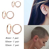 Sterling Silver Hoop Earrings For Women Men Girls Hypoallergenic Cartilage Earring Endless Small Hoop Earrings Set 3 Pairs Tra