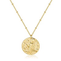 Fremttly Zodiac Coin Embossed Necklace Disc 12 Constellation Astrology Horoscope 14K Goldsilver Plated Round Pendant Personaliz