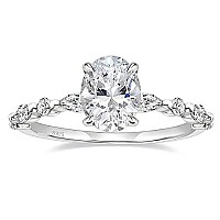 Eamti 925 Sterling Silver Ring Oval Cut Cubic Zirconia Engagement Rings Solitaire Halo Promise Ring For Women Size 9