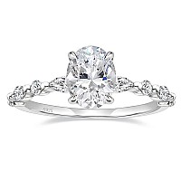 Eamti 925 Sterling Silver Ring Oval Cut Cubic Zirconia Engagement Rings Solitaire Halo Promise Ring For Women Size 6