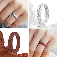 Thunderfit Silicone Rings For Women 7 Rings Leaf Design Wedding Bands 354 149Mm