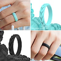 Thunderfit Silicone Rings For Women 7 Rings Leaf Design Wedding Bands 354 149Mm