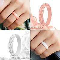 Thunderfit Silicone Rings For Women 7 Rings Leaf Design Wedding Bands 455 157Mm