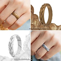 Thunderfit Silicone Rings For Women 7 Rings Leaf Design Wedding Bands 455 157Mm