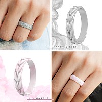 Thunderfit Silicone Rings For Women 7 Rings Leaf Design Wedding Bands 455 157Mm