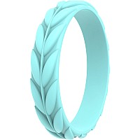 Thunderfit Silicone Rings For Women Leaf Design Wedding Bands 1 Ring Aqua Green 657 173Mm