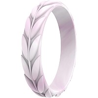 Thunderfit Silicone Rings For Women Leaf Design Wedding Bands 1 Ring Light Rose 10511 206Mm