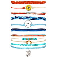 Huasai Vsco String Bracelets For Teen Girls Women Waterproof Boho Rope Bracelets Wave Surfer Bracelets Summer Beach Anklets