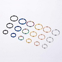 Angel King Stainless Steel Hoop Nose Ring Cartilage Ring Set 6 Color Set For Men And Women B