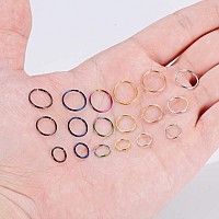 Angel King Stainless Steel Hoop Nose Ring Cartilage Ring Set 6 Color Set For Men And Women B