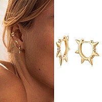 Myears Women Spike Earrings Gold Huggie Hoop Diamond Cz Inlay Sleeper 14K Gold Filled Tiny Boho Beach Simple Delicate Handmade H