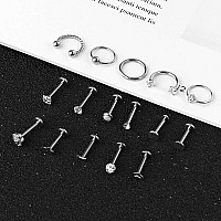 Onesing 18 Pcs 16G Tragus Earrings For Women Tragus Piercing Jewelry Cartilage Earring Tragus Earrings Studs Labret Jewelry Pier