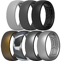 Thunderfit Silicone Rings For Men 7 Rings Breathable Patterned Design Wedding Bands 87Mm 15516 245Mm