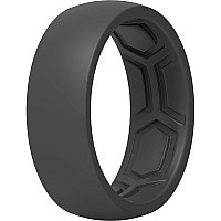 Thunderfit Silicone Rings For Men 1 Ring Breathable Patterned Design Wedding Bands 87Mm 1 Ring Dark Grey 15516 245Mm