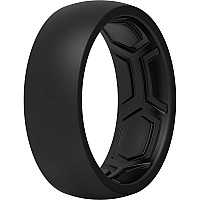 Thunderfit Silicone Rings For Men 1 Ring Breathable Patterned Design Wedding Bands 87Mm 1 Ring Black 13514 23Mm