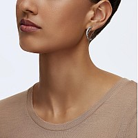 Swarovski Twist Rows Womens Mini Hoop Pierced Earrings With Sparkling Clear Crystal Pav On A Rhodium Plated Setting With Butt