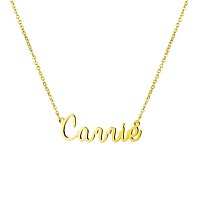 Awegift Women Jewelry Name Necklace Big Initial Gold Plated Best Friend Girls Women Gift For Her Carrie