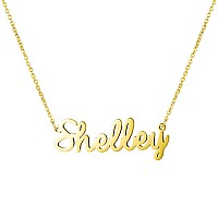 Awegift Women Jewelry Name Necklace Big Initial Gold Plated Best Friend Girls Women Gift For Her Shelley