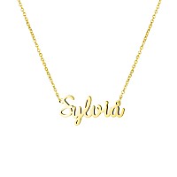 Awegift Women Jewelry Name Necklace Big Initial Gold Plated Best Friend Girls Women Gift For Her Sylvia