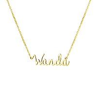 Awegift Women Jewelry Name Necklace Big Initial Gold Plated Best Friend Girls Women Gift For Her Wanda