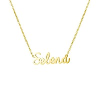 Awegift Women Jewelry Name Necklace Big Initial Gold Plated Best Friend Girls Women Gift For Her Selena