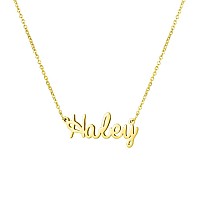 Awegift Women Jewelry Name Necklace Big Initial Gold Plated Best Friend Girls Women Gift For Her Haley