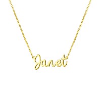 Awegift Women Jewelry Name Necklace Big Initial Gold Plated Best Friend Girls Women Gift For Her Janet